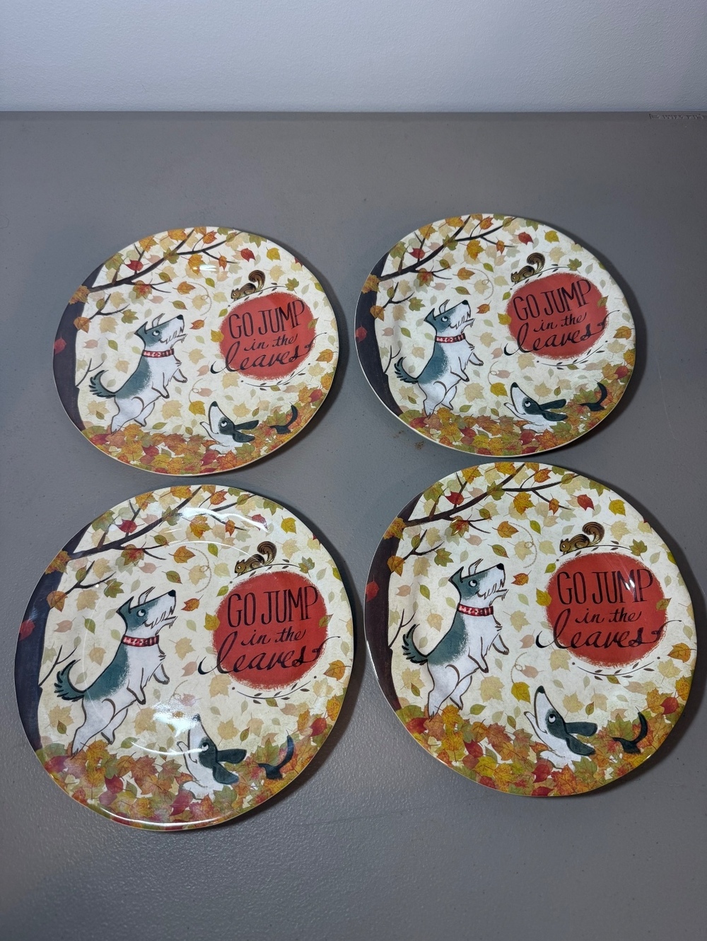 Pfaltzgraff Fall Dog Plates Set of 4